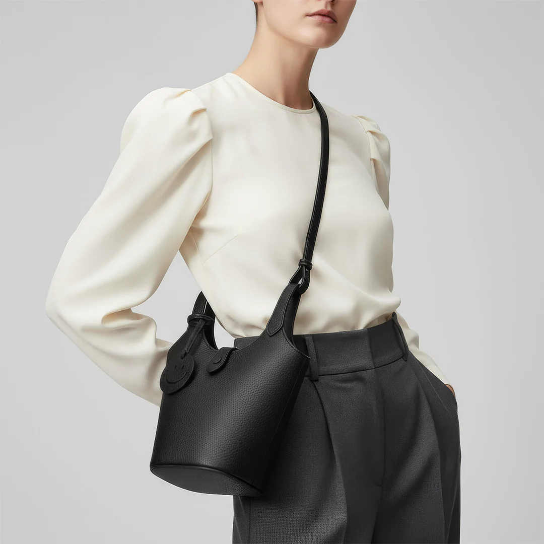 Leather Smile Bucket Bag - Image 4