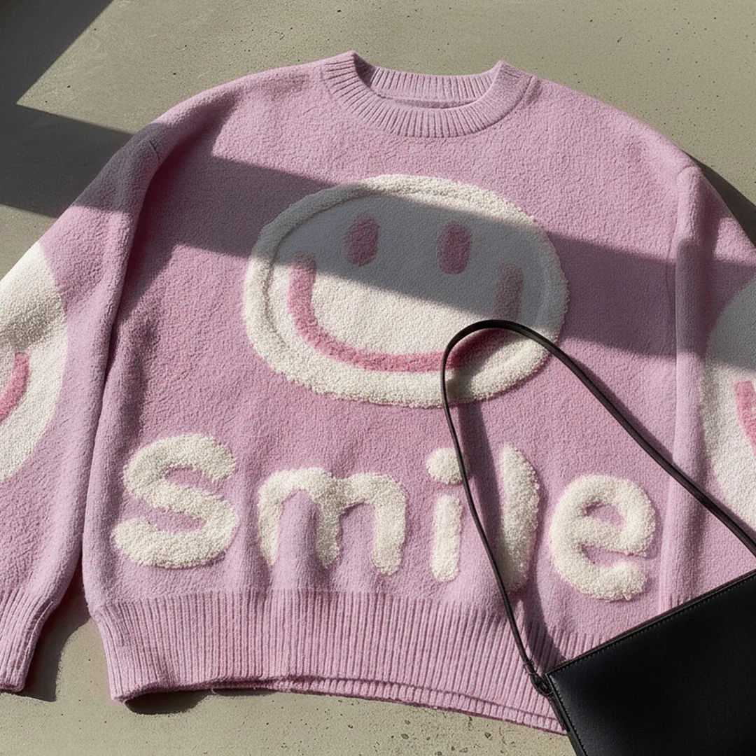 Oversized Fuzzy Smile Sweater - Image 3