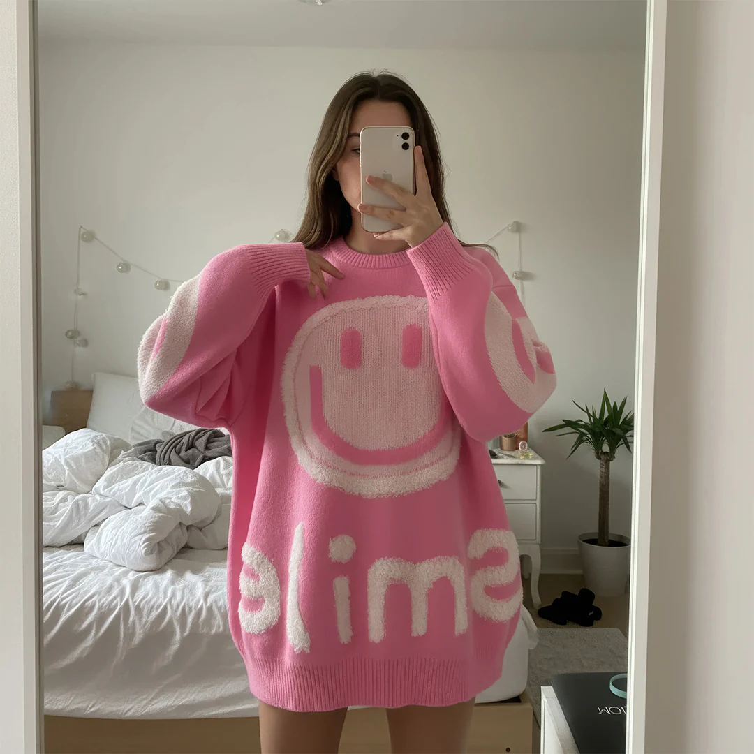 Oversized Fuzzy Smile Sweater - Image 8