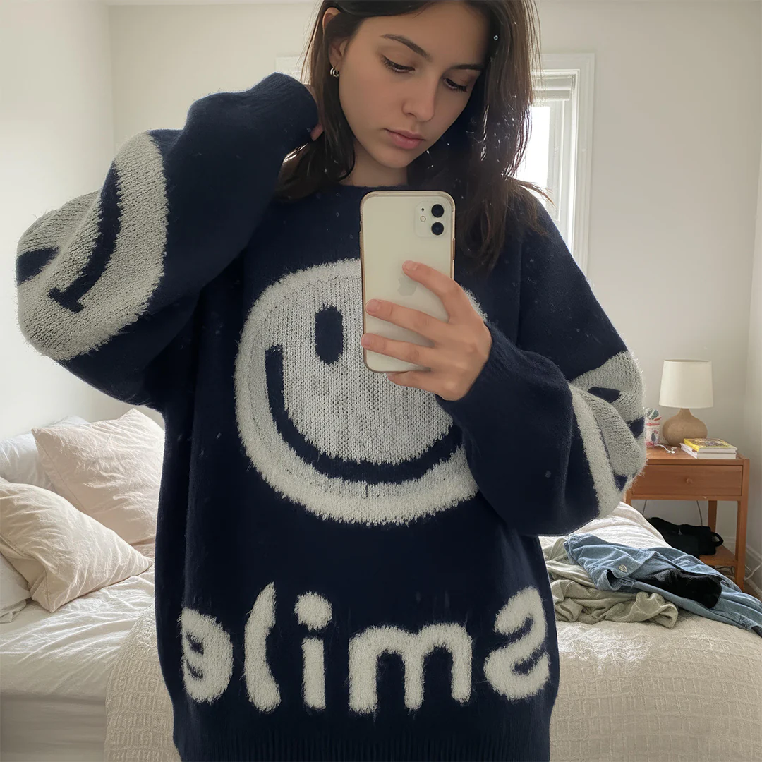 Oversized Fuzzy Smile Sweater - Image 8
