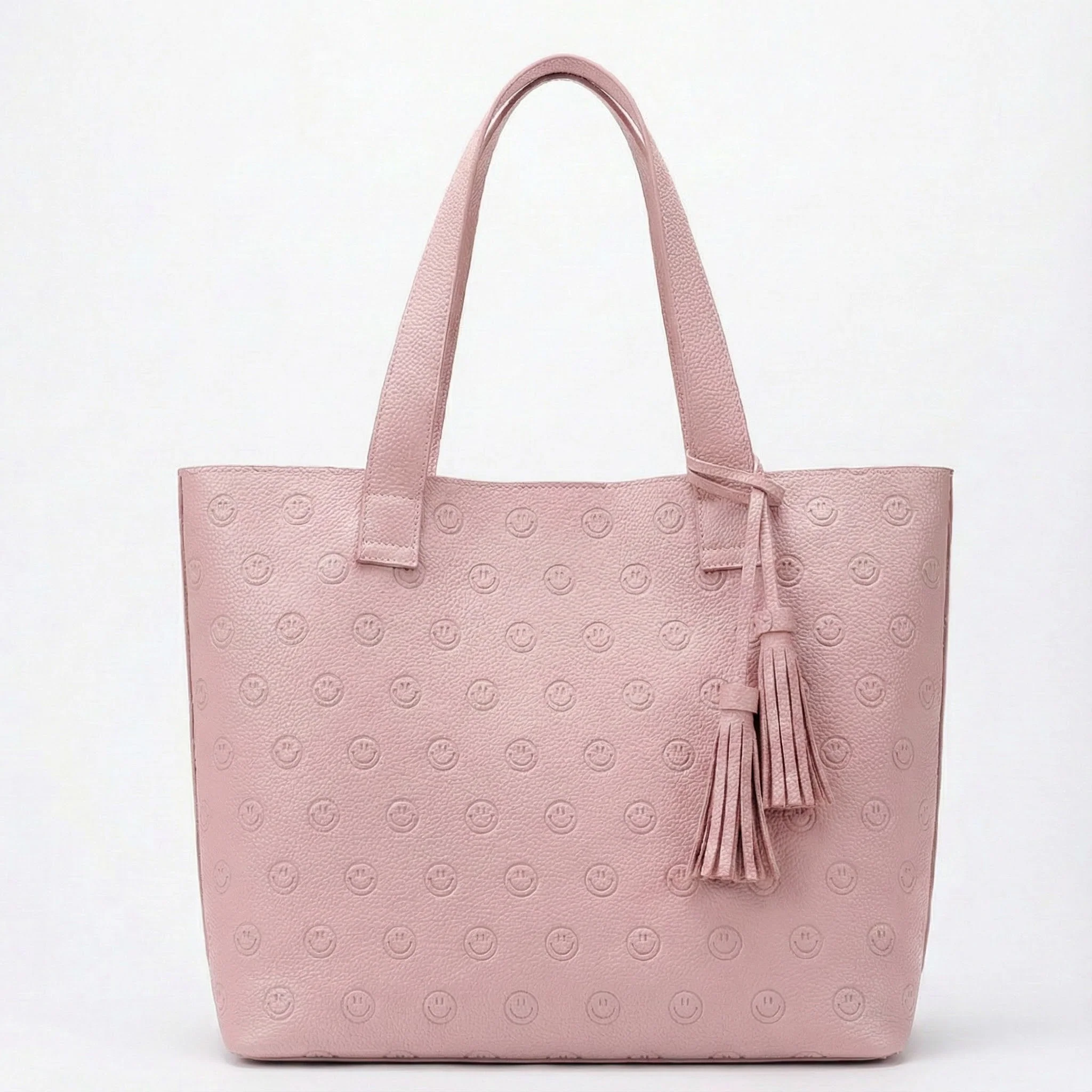 Smile Embossed Leather Tote - Image 10